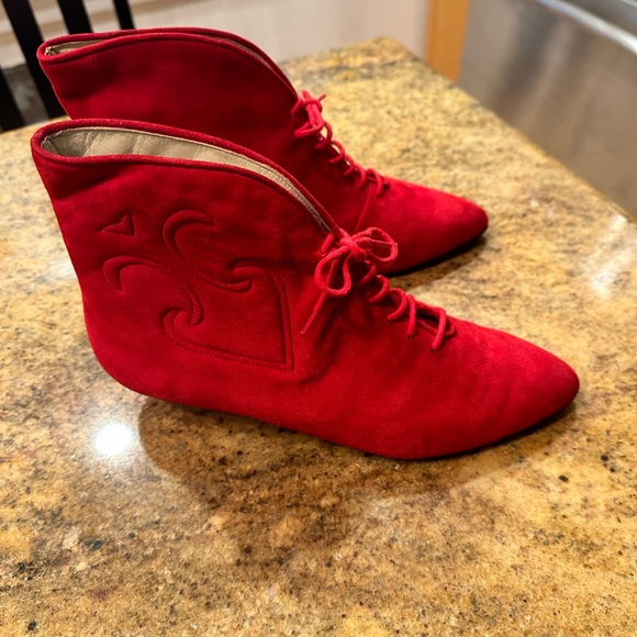 Via Spiga Red Suede Booties - Picture 1 of 5